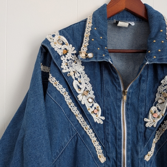 80s Pado Western Embellished Denim Jacket - Picture 2 of 6